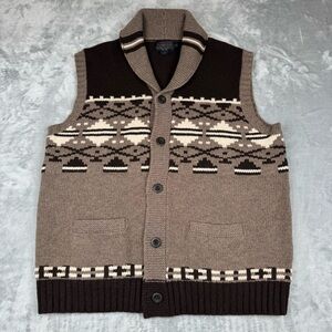 Pendleton Sweater Vest Mens  XL 100% Lambswool Shawl Collar Button Cardigan Knit